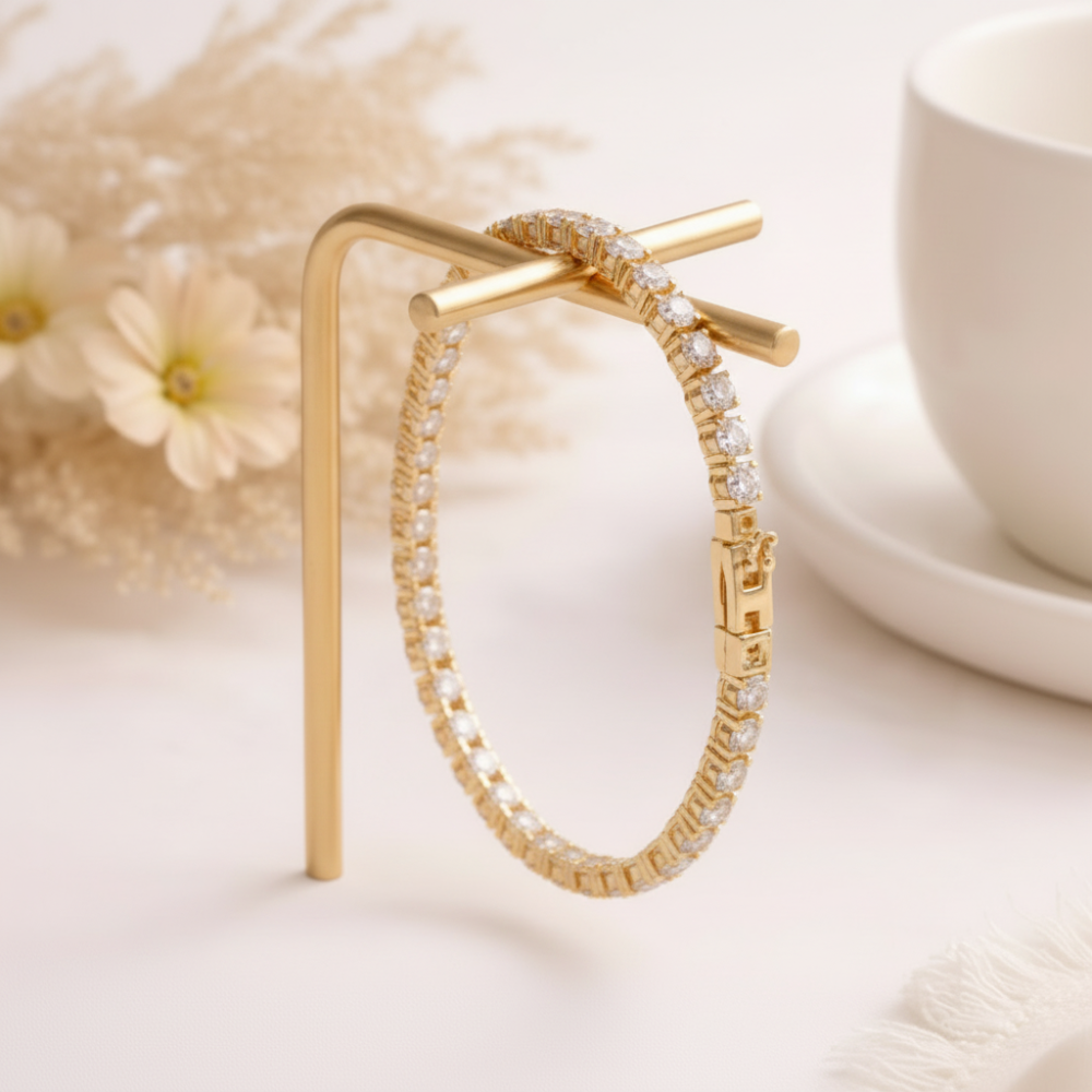 Tennisarmband aus goldenem Edelstahl